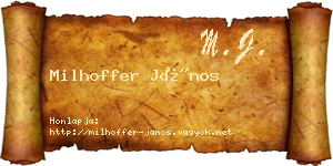 Milhoffer János névjegykártya
